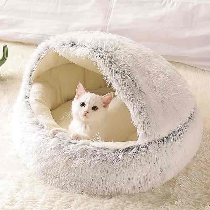 Plush Calming Cat Bed